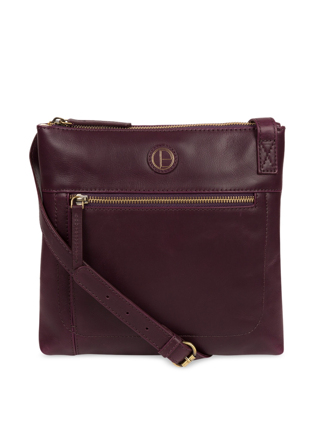 

PURE LUXURIES LONDON Women Purple Solid Genuine Leather Valley Sling Bag