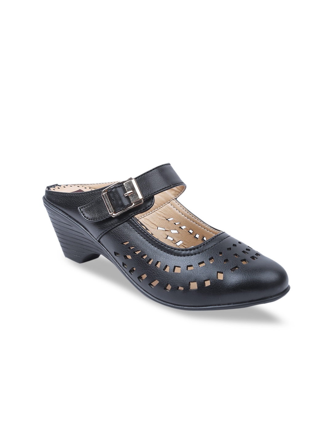 

VALIOSAA Women Black Textured Mary Janes