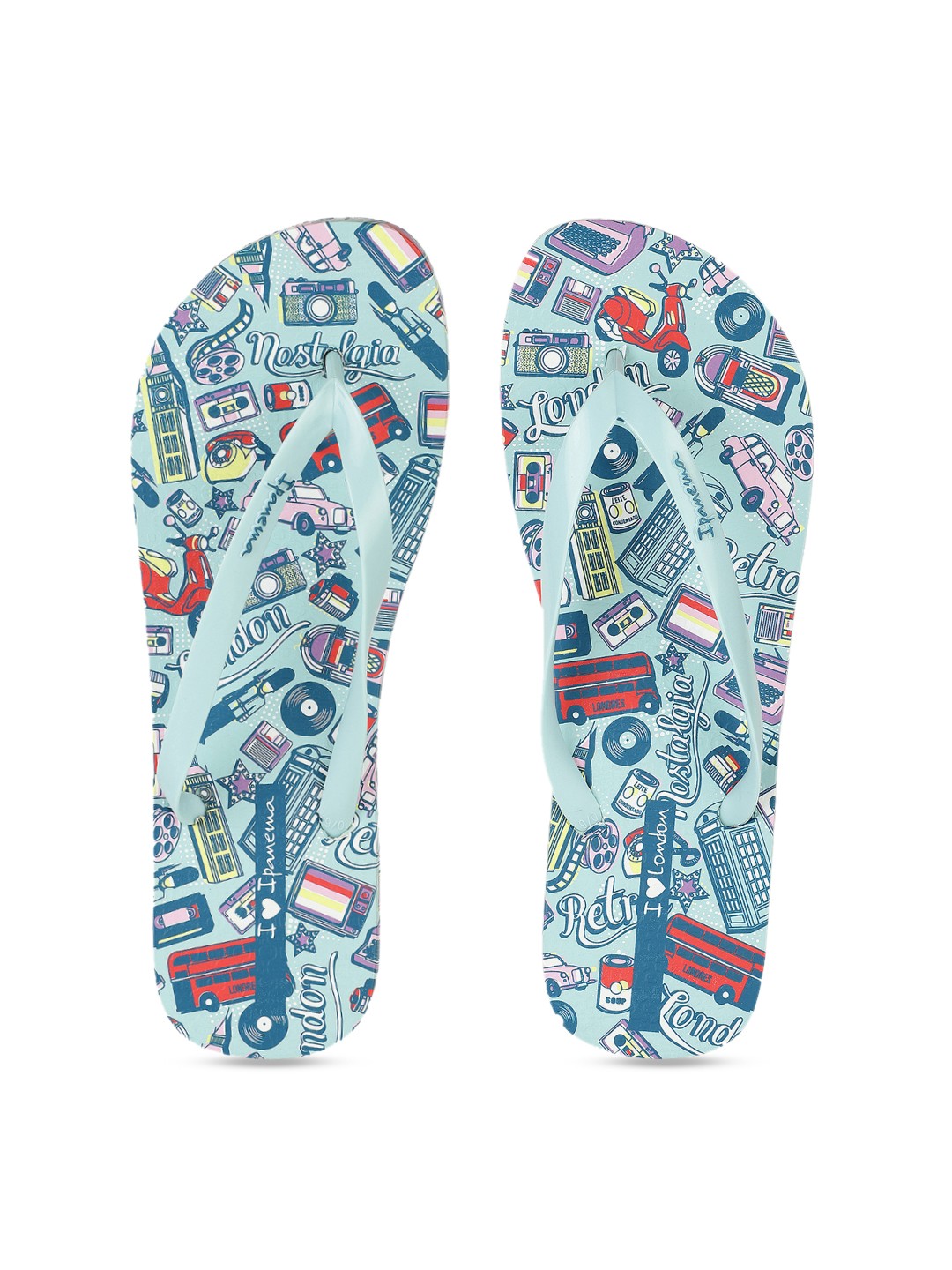 

iPanema Women Mint Green & Blue Printed Thong Flip-Flops