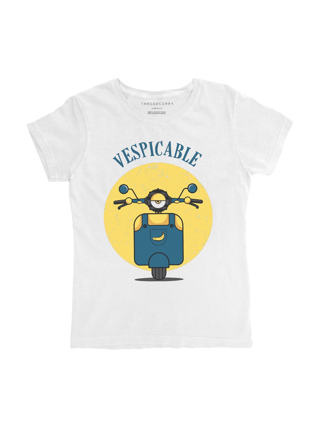 

THREADCURRY Girls White Printed Round Neck T-shirt