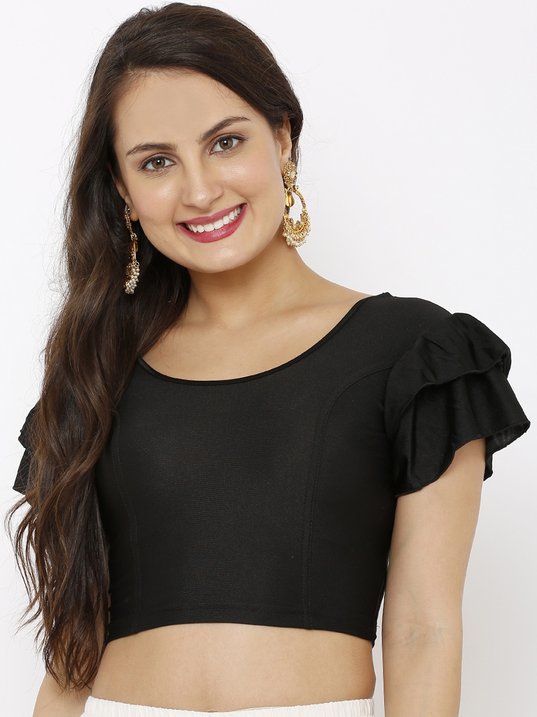 

Salwar Studio Black Solid Stretchable Readymade Saree Blouse