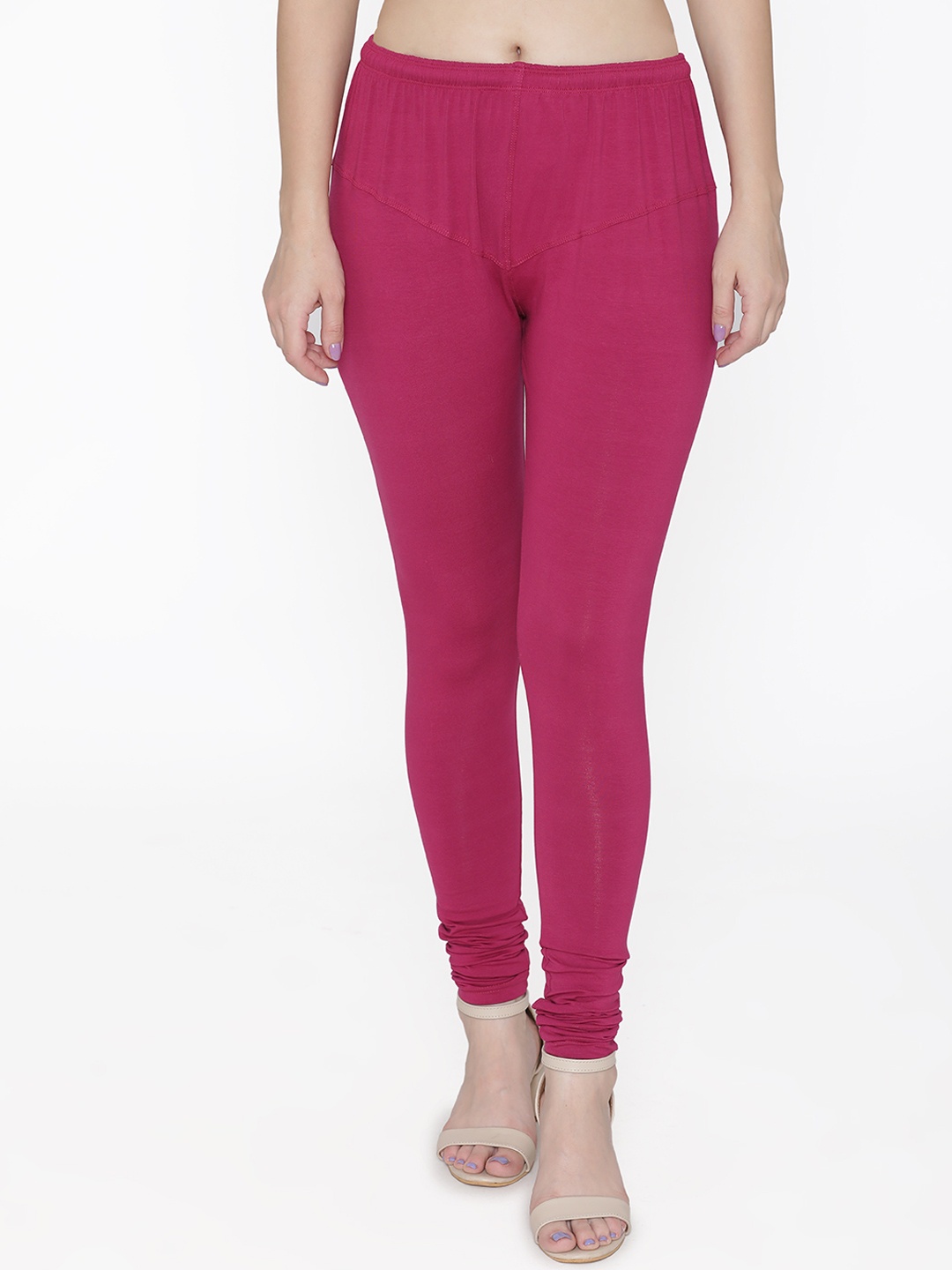 

N-Gal Women Magenta Solid Churidar Length Leggings