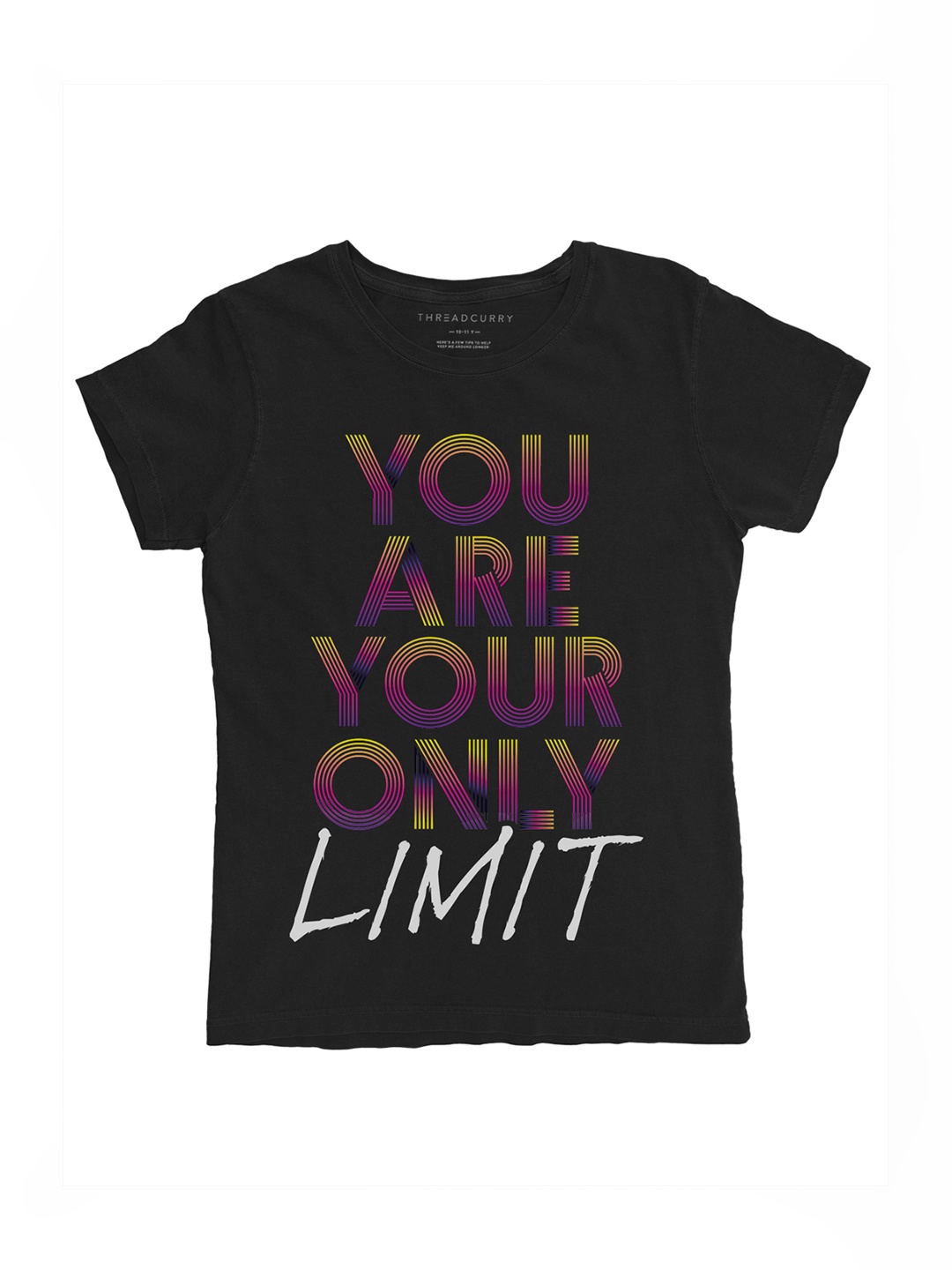 

THREADCURRY Girls Black Printed Round Neck T-shirt