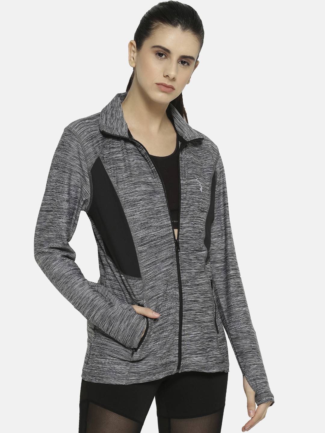 

Campus Sutra Women Grey Solid Sporty Jacket
