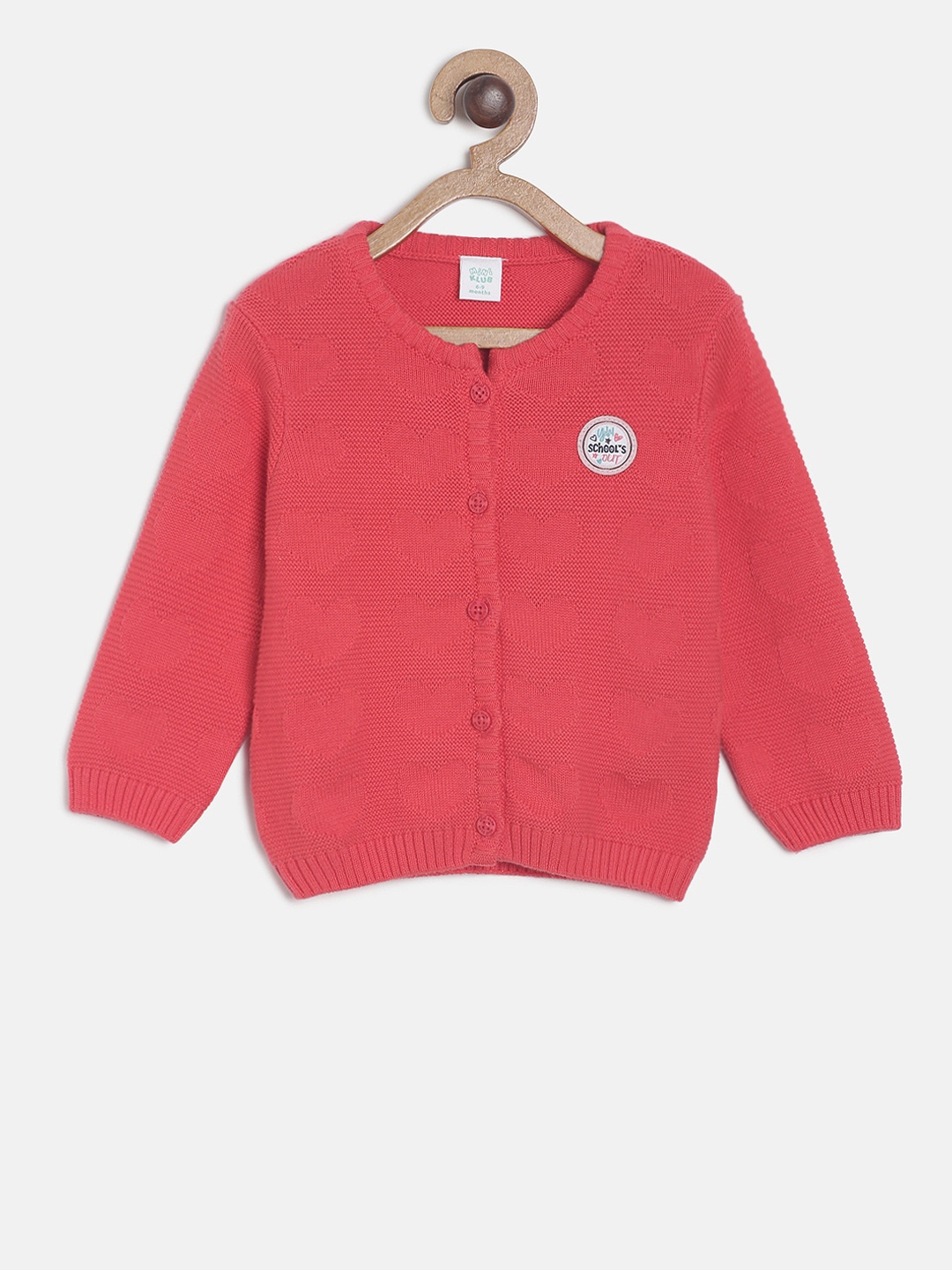 

MINI KLUB Girls Pink Self Design Cardigan