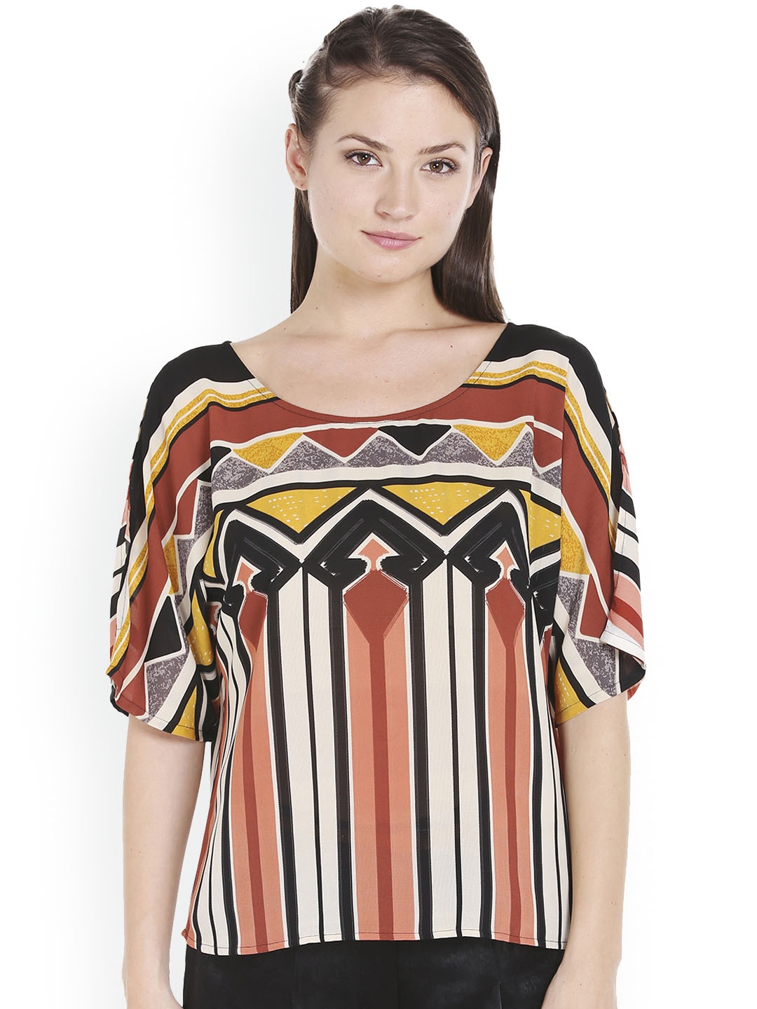 

109F Women Multicoloured Printed A-Line Top, Multi
