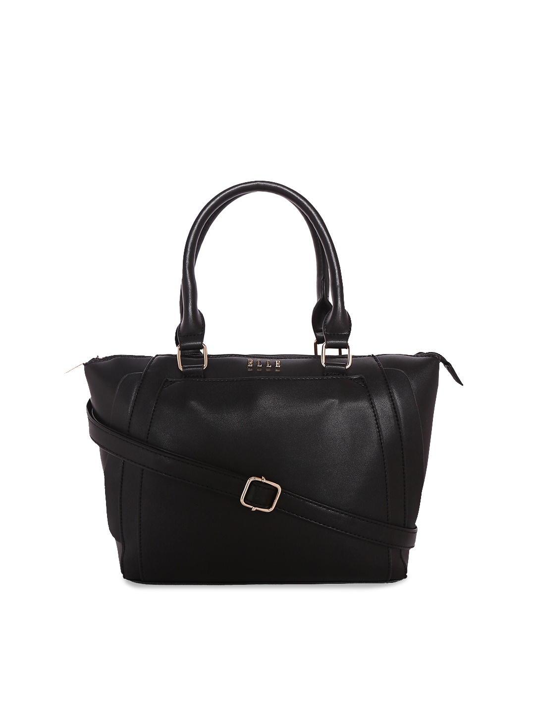 ELLE Black Solid Handheld Bag