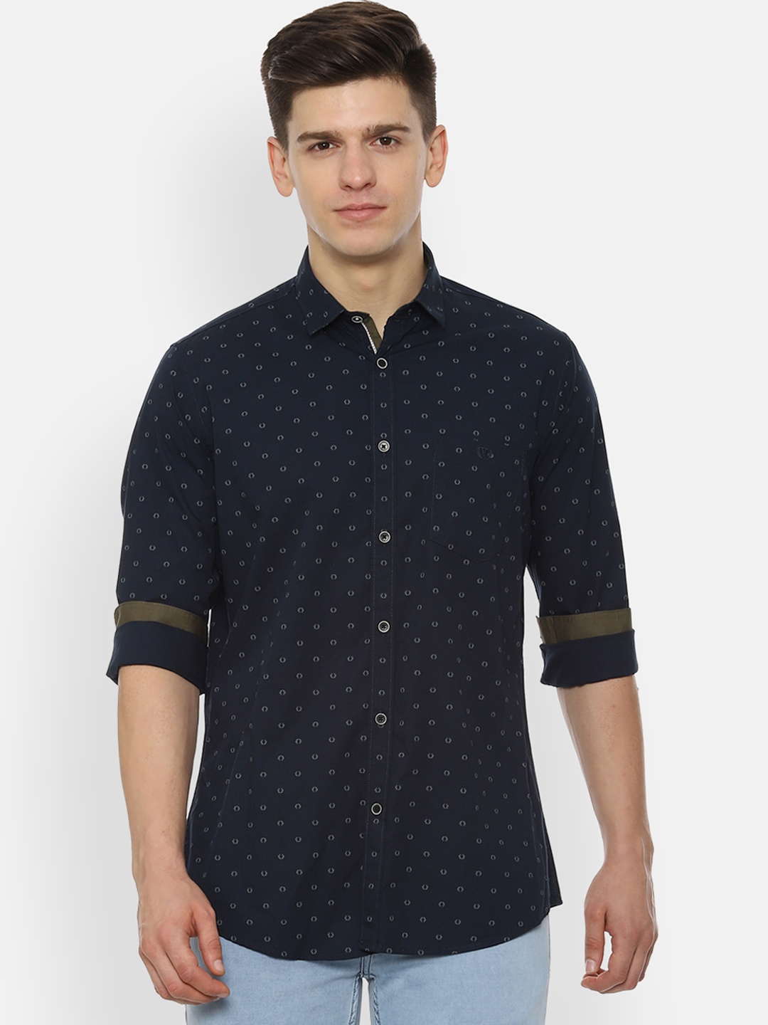 

Van Heusen Sport Men Navy Blue Slim Fit Printed Casual Shirt