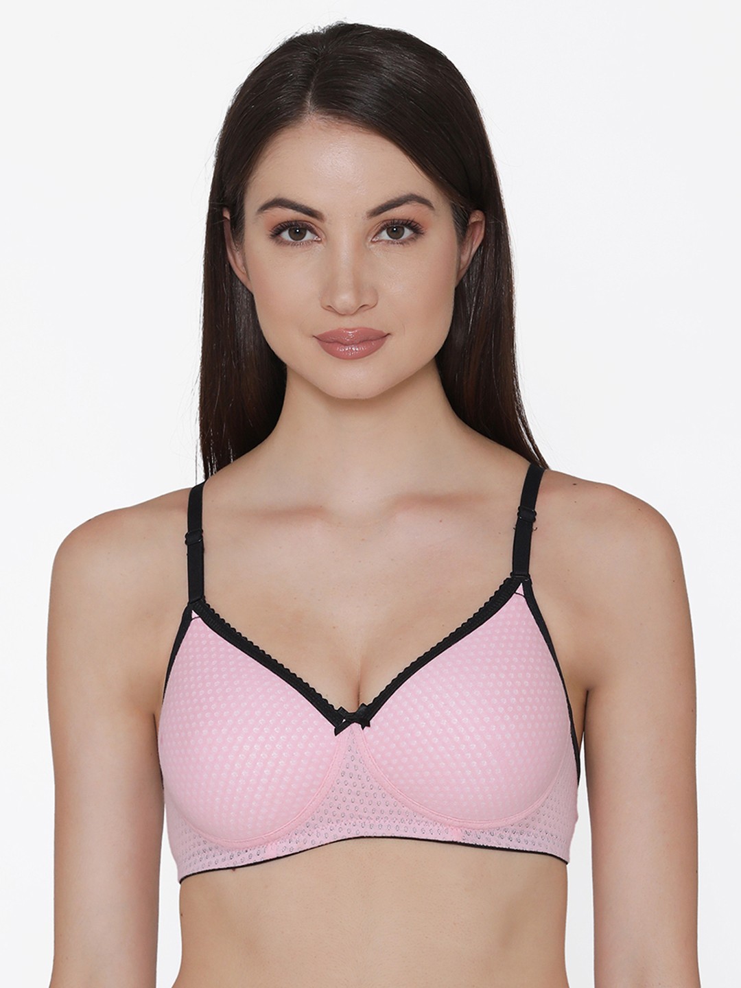

Clovia Padded Non-Wired Textured T-Shirt Bra, Pink