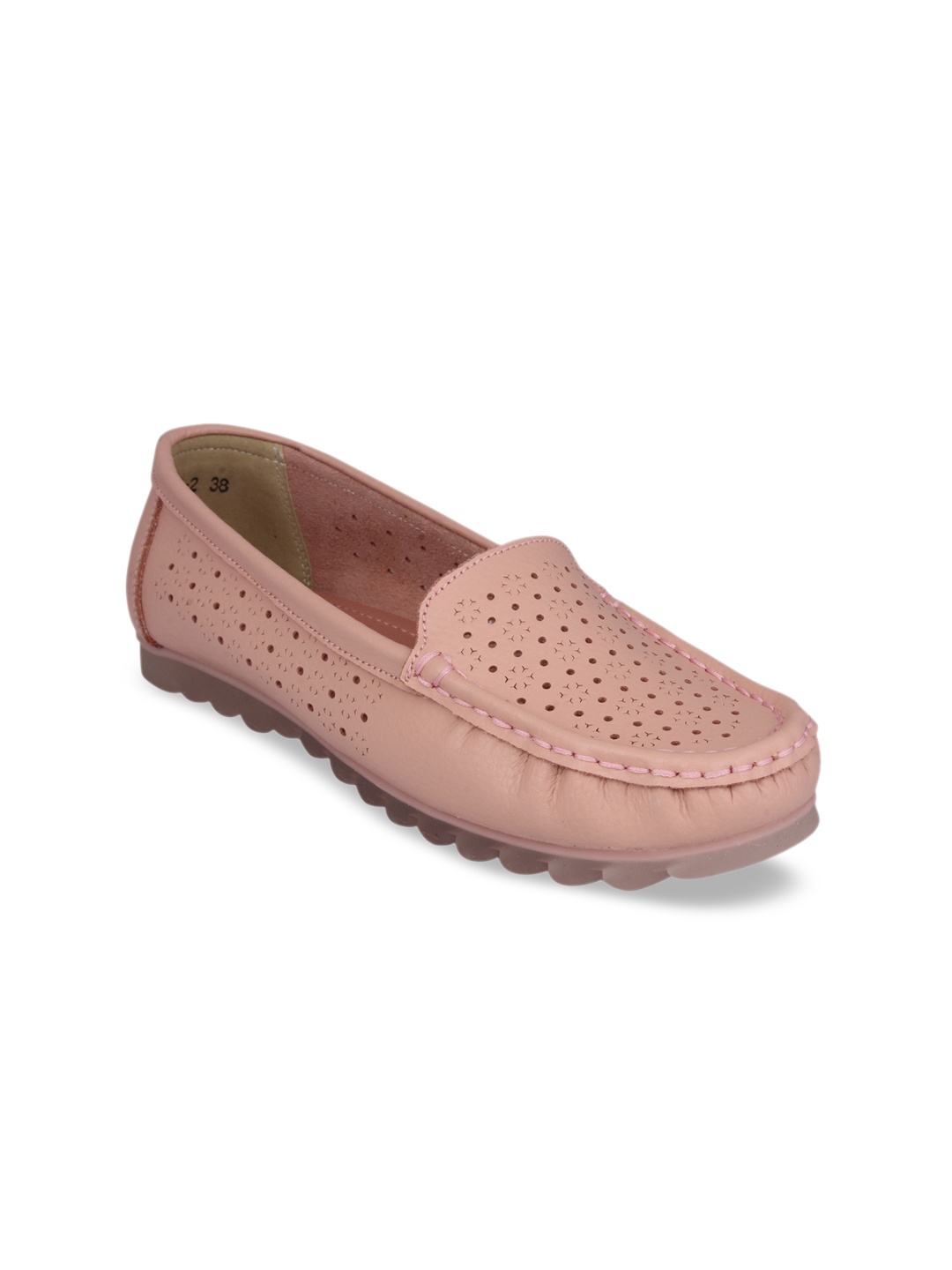 

pelle albero Women Pink Perforated Loafers