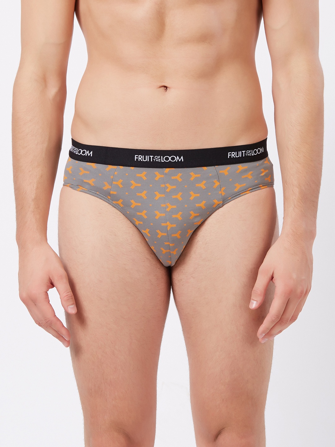 

Fruit of the loom Men Grey Geometric Print Hip Briefs MHB13-A2P3