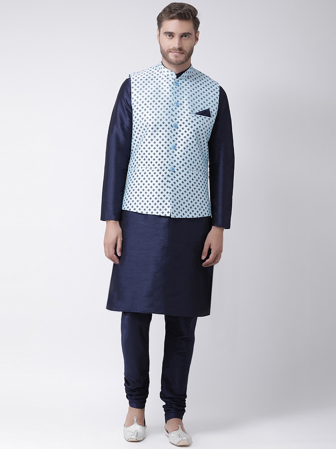 

DEYANN Men Blue & Navy Blue Printed Kurta Set