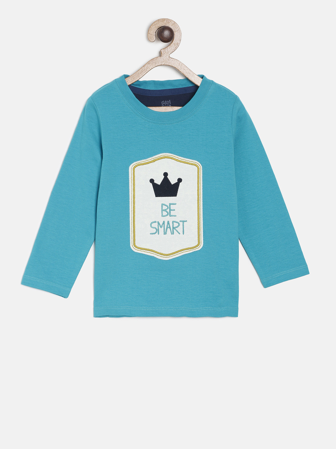 

MINI KLUB Boys Blue Printed Round Neck Pure Cotton T-shirt