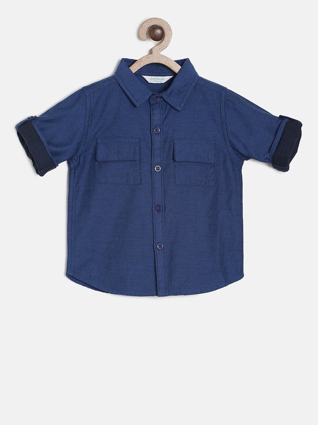 

MINI KLUB Boys Blue Regular Fit Solid Casual Shirt