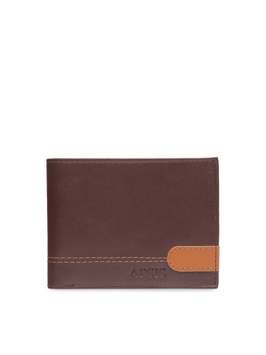 Apsis Men Coffee Brown Solid Two Fold Wallet