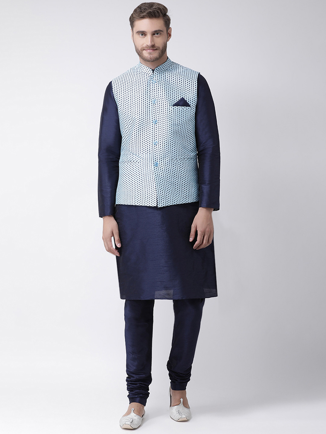 

DEYANN Men Blue & Navy Blue Printed Kurta Set
