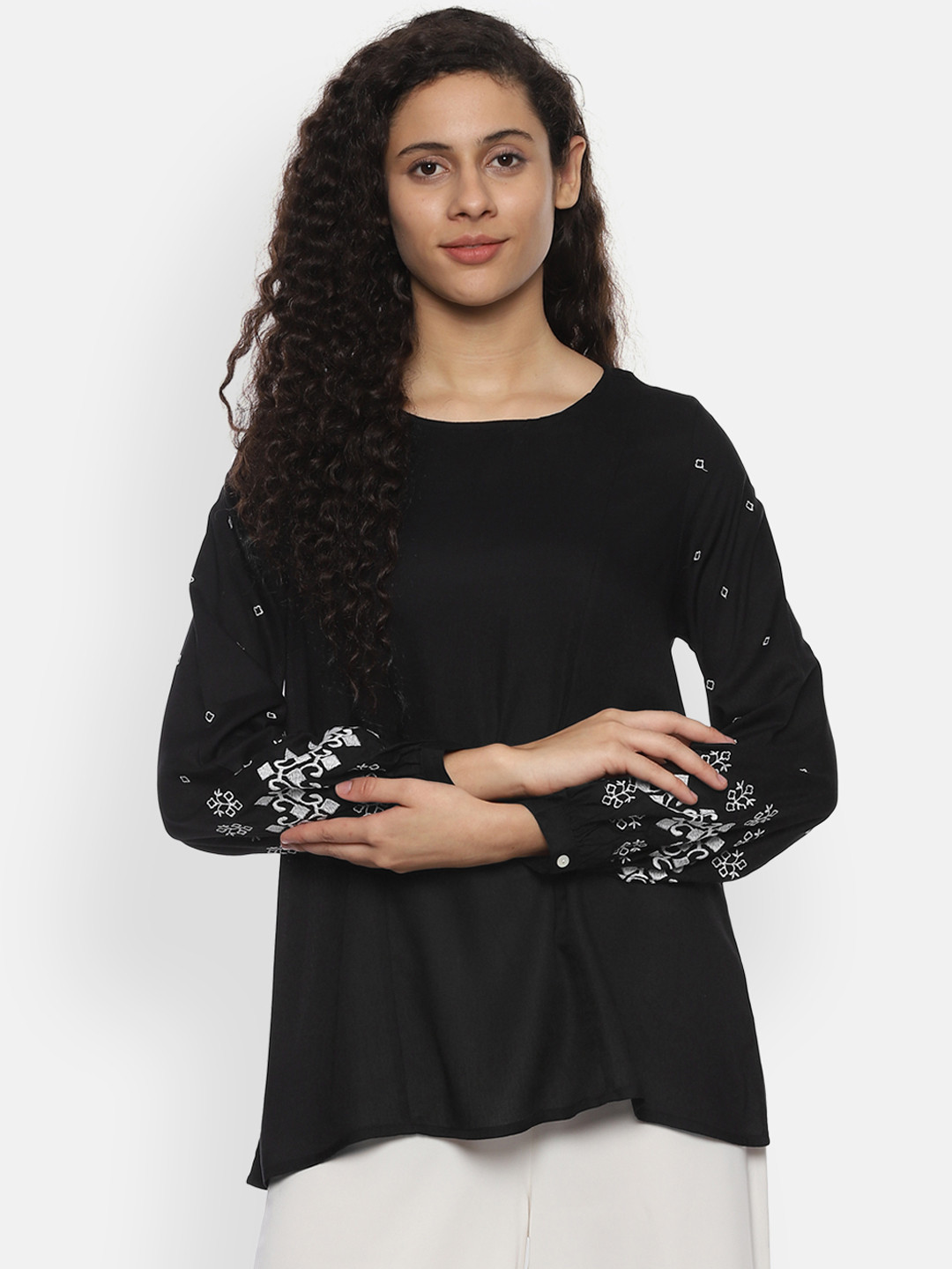 

Van Heusen Women Black Printed Top
