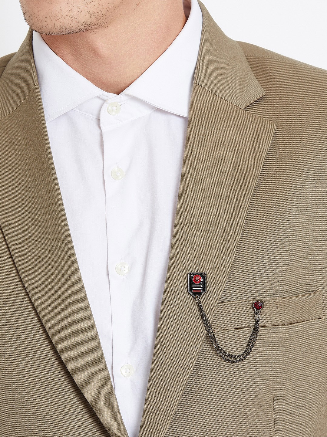 

Alvaro Castagnino Men Grey & Red Metal Lapel Pin