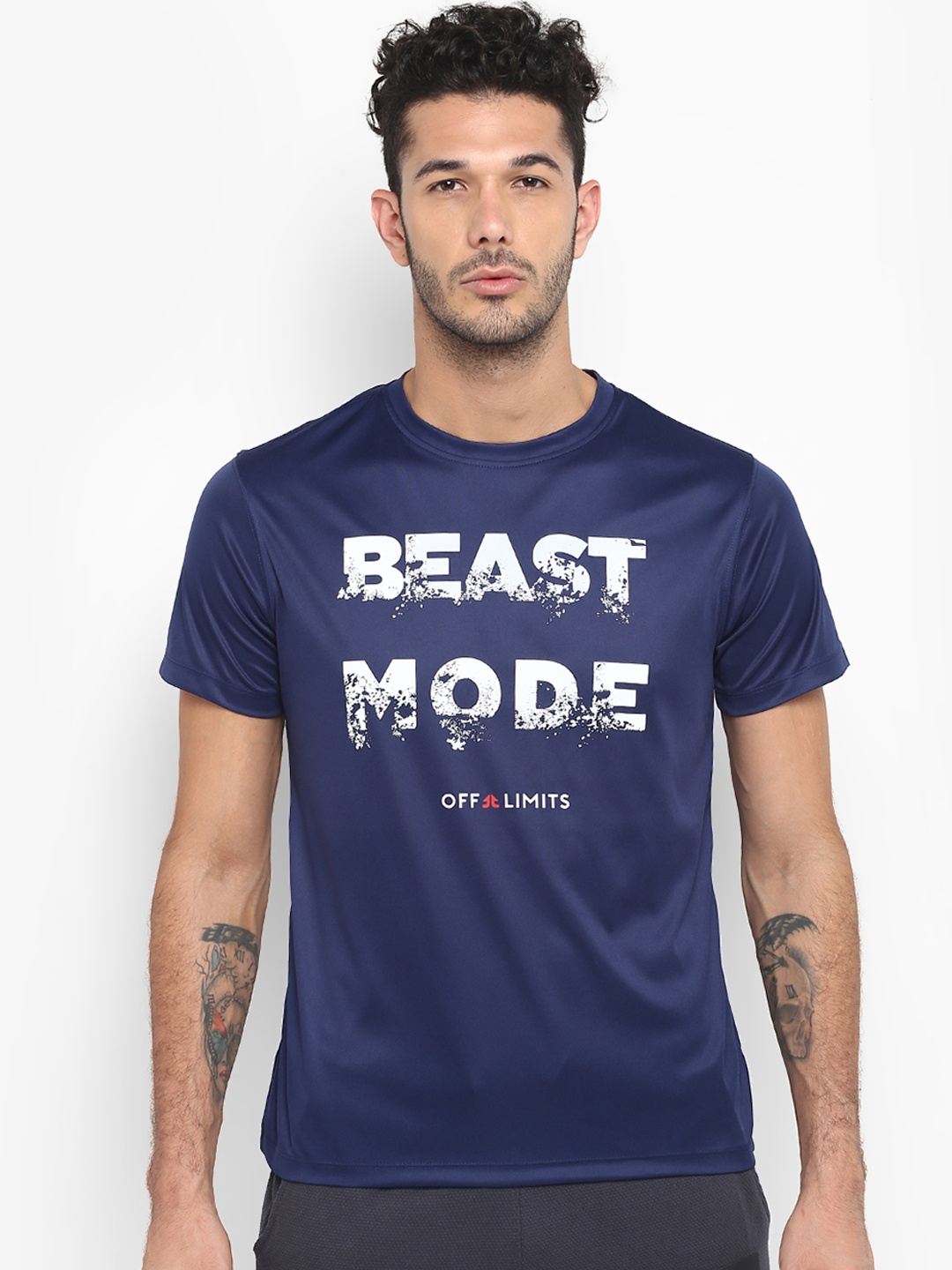 

OFF LIMITS Men Navy Blue Printed Round Neck T-shirt