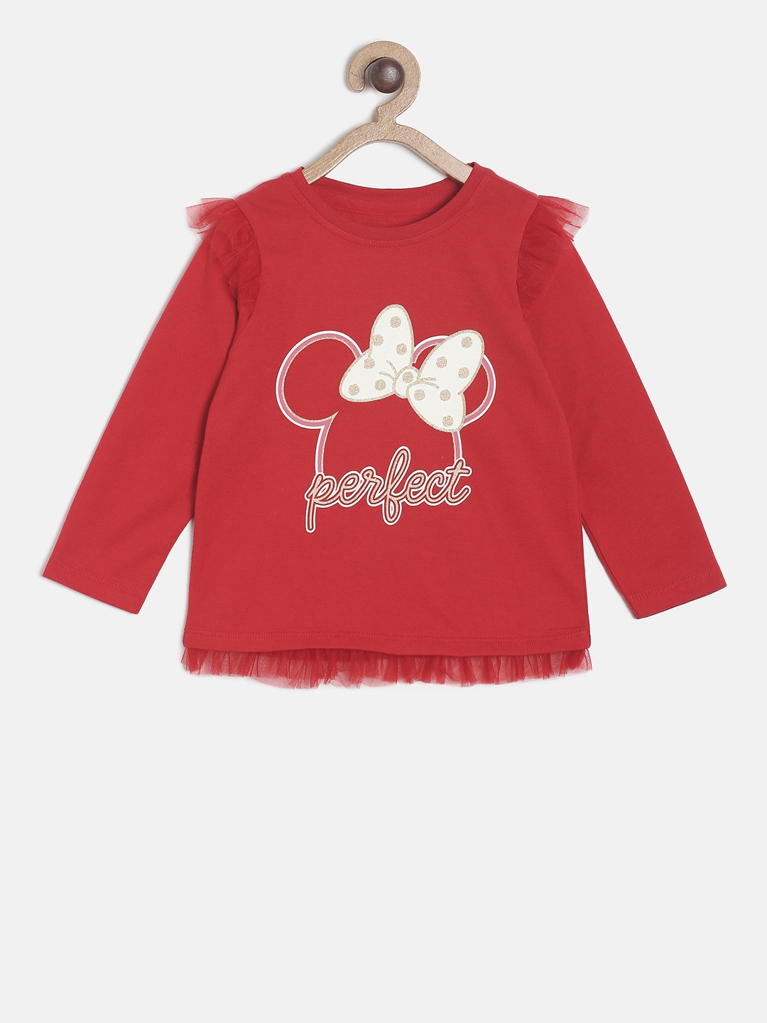 

MINI KLUB Girls Red Disney Printed Pure Cotton Top