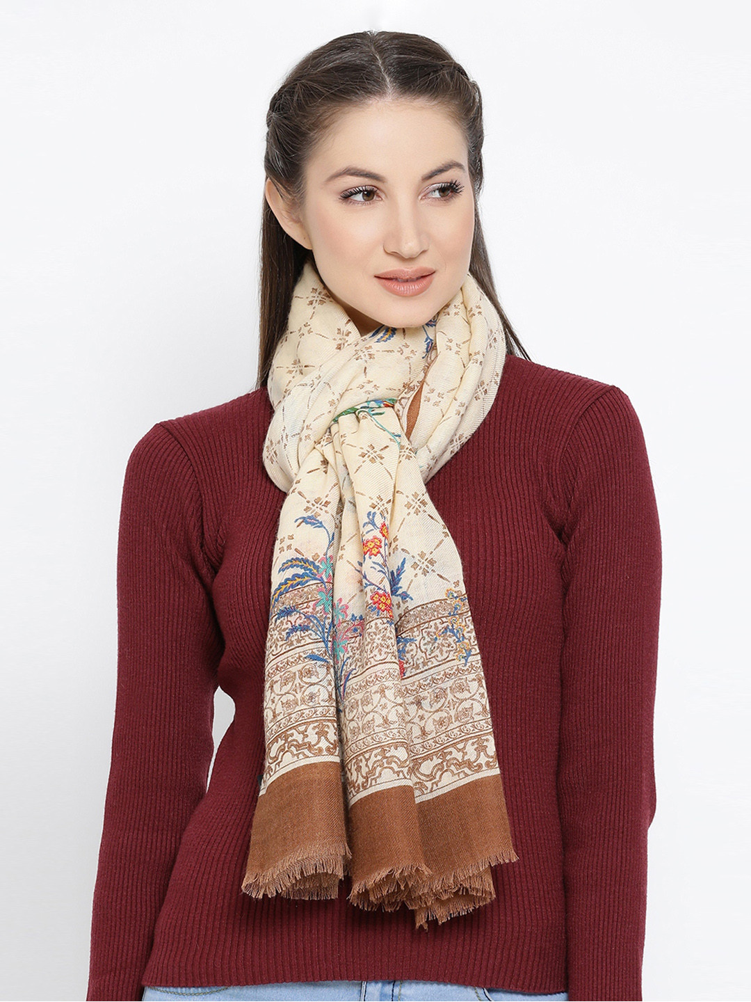 

Shingora Women Beige Printed Shawl