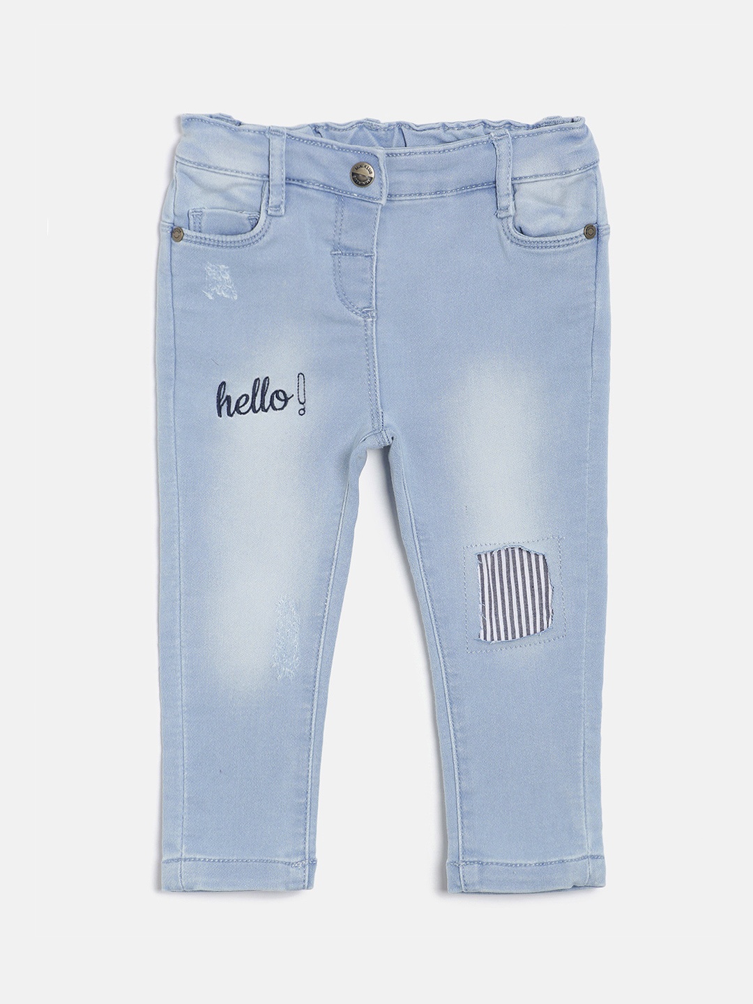 

MINI KLUB Girls Blue Regular Fit Mid-Rise Low Distress Stretchable Jeans