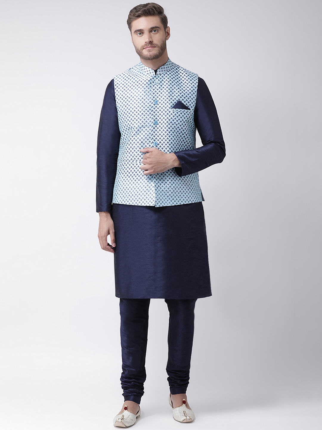 

DEYANN Men Blue & Navy Blue Printed Kurta Set