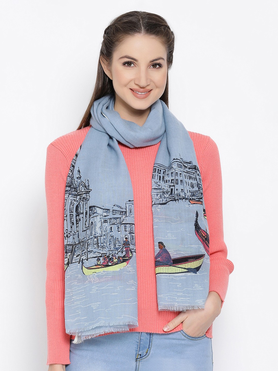 

SHINGORA Women Blue Printed Stole