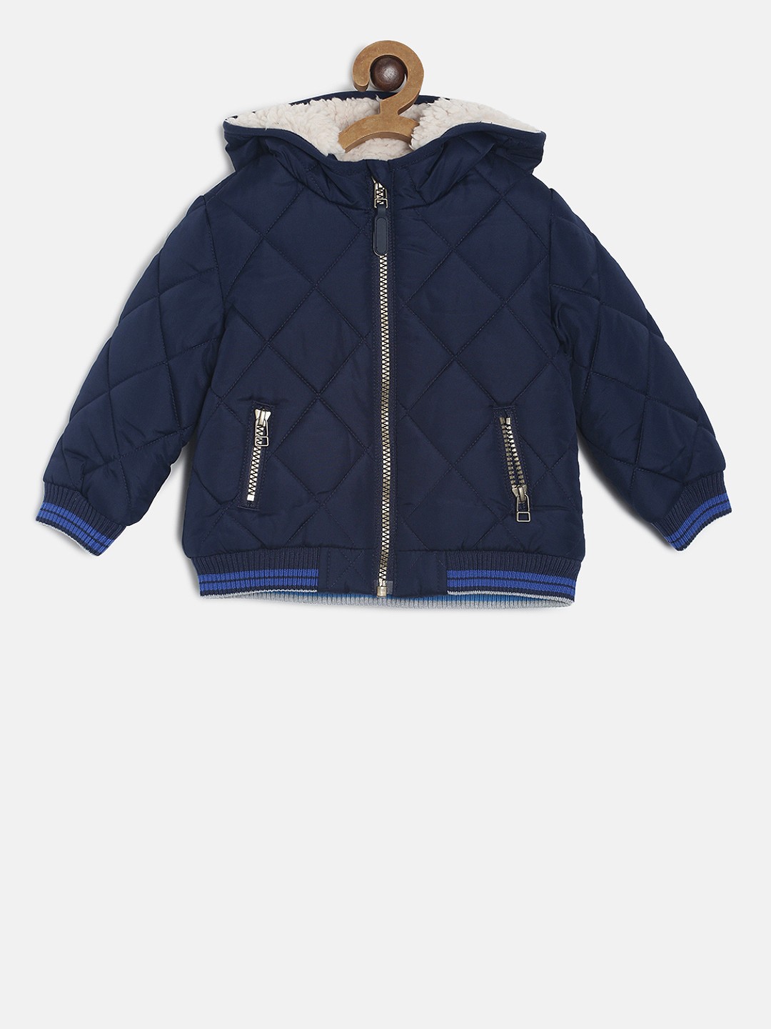 

MINI KLUB Boys Navy Blue Solid Padded Jacket