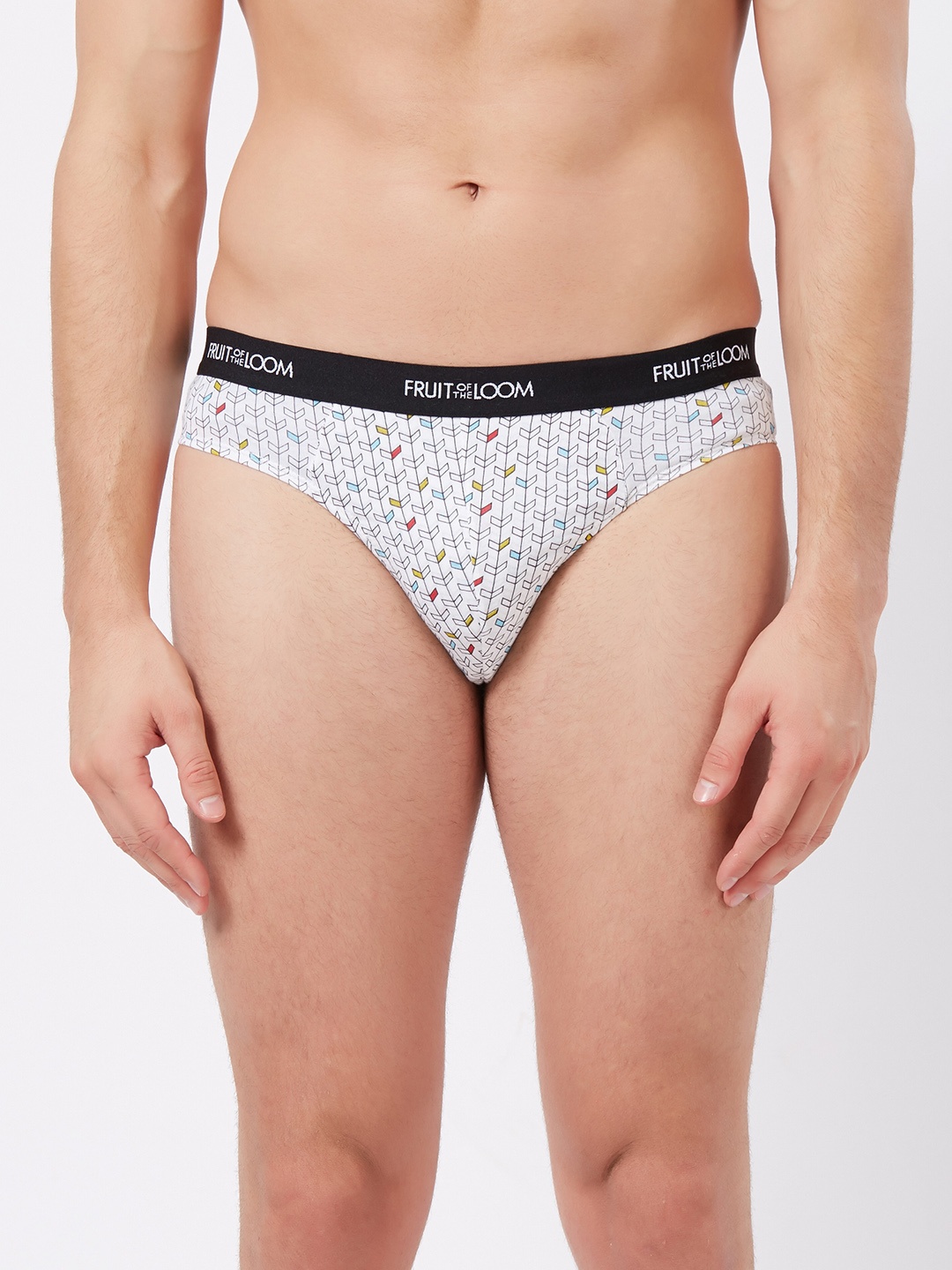 

Fruit of the loom Men White Abstract Print Hip Briefs MHB13-A1P5
