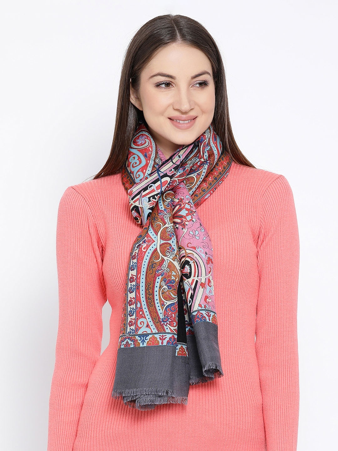 

SHINGORA Women Blue & Red Printed Stole