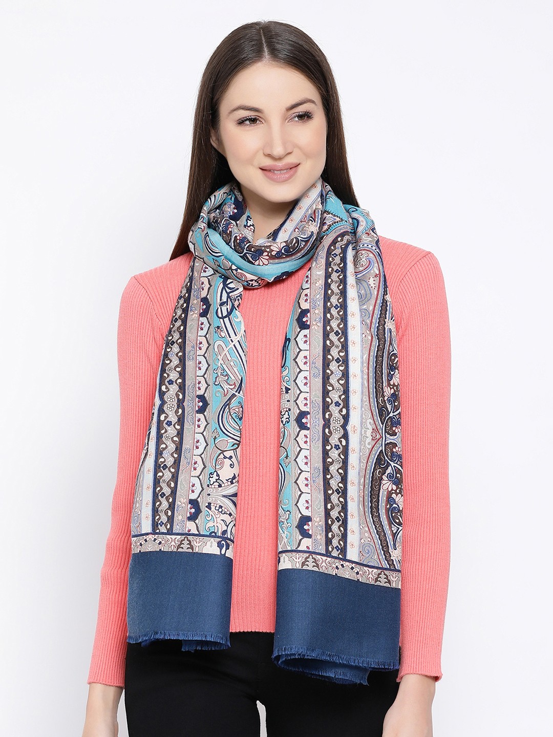 

SHINGORA Women Blue & Off-White Printed Stole