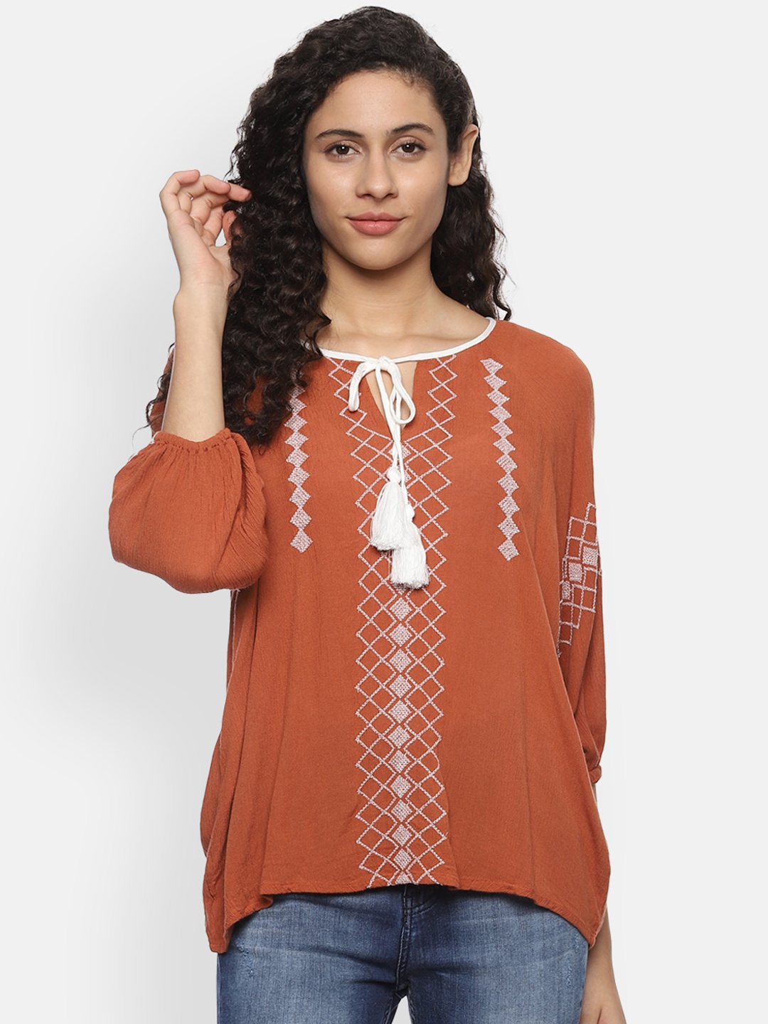 

Van Heusen Women Rust Printed Top