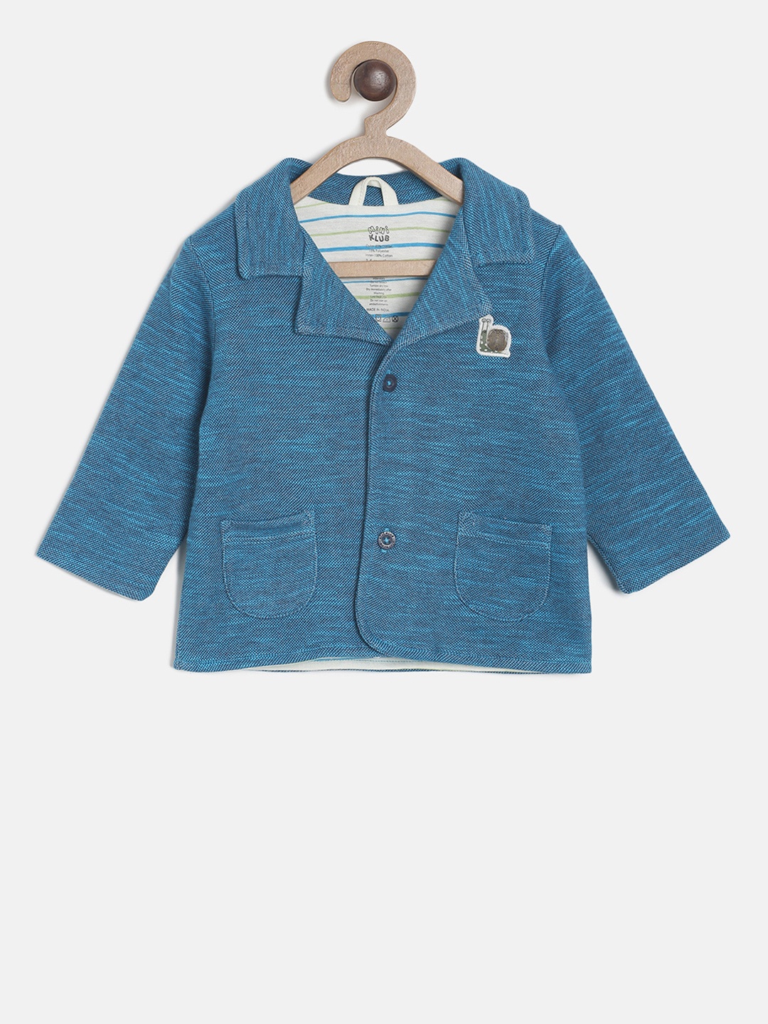 

MINI KLUB Boys Blue Solid Tailored Jacket