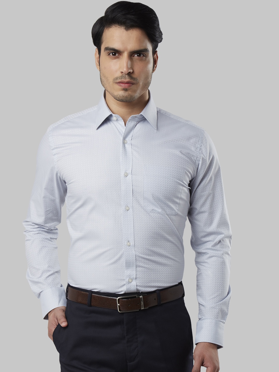 

Raymond Men Grey Regular Fit Self Design Formal Shirt