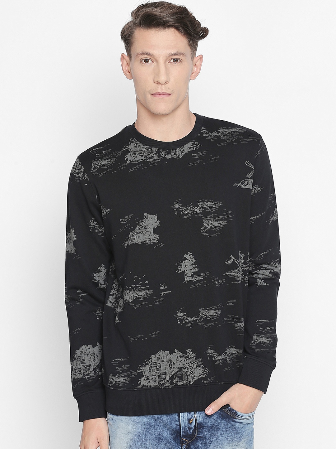 

Basics Men Black Printed Sweatshirt