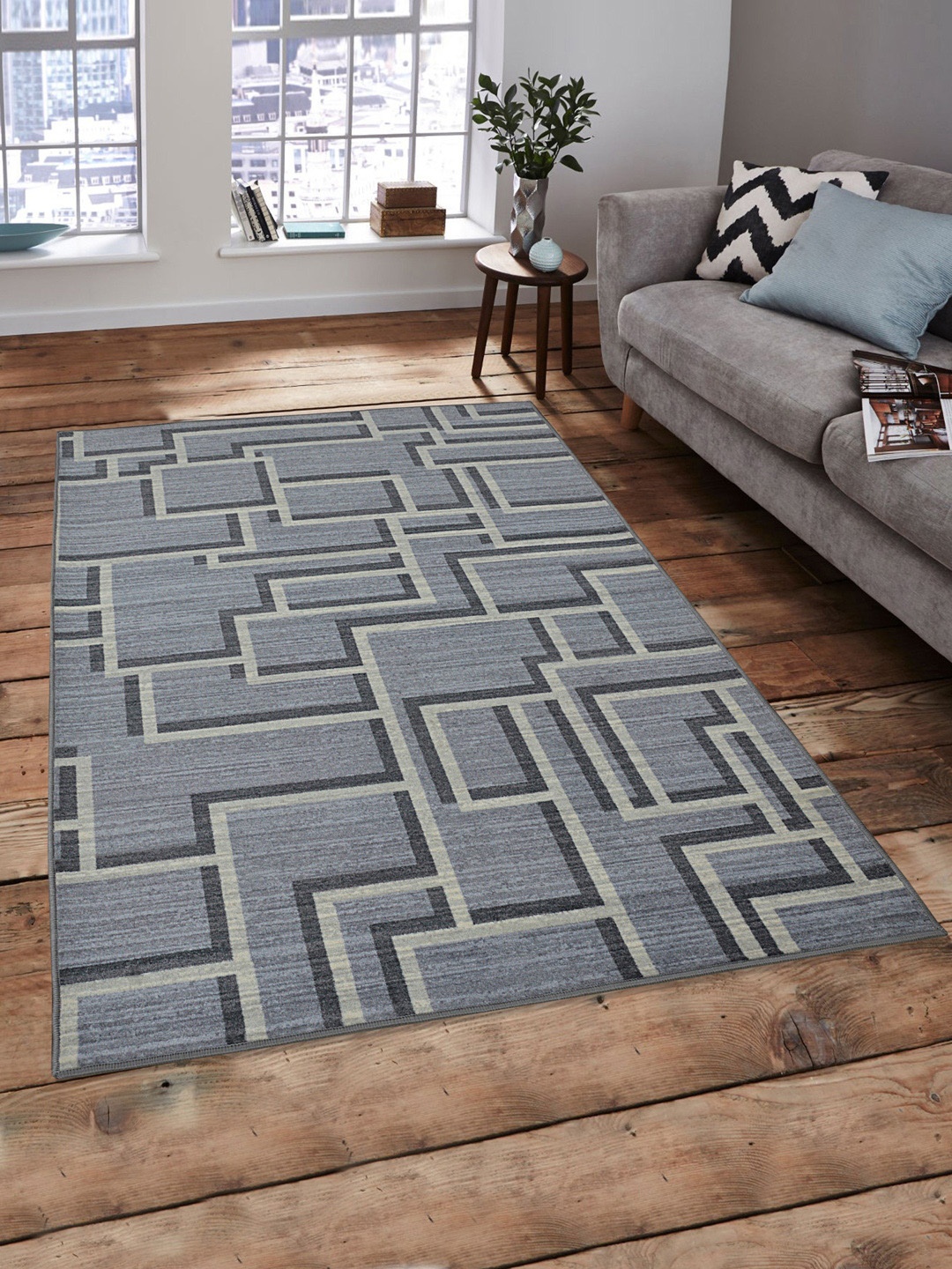 

RUGSMITH Grey Printed Anti-Skid Carpets