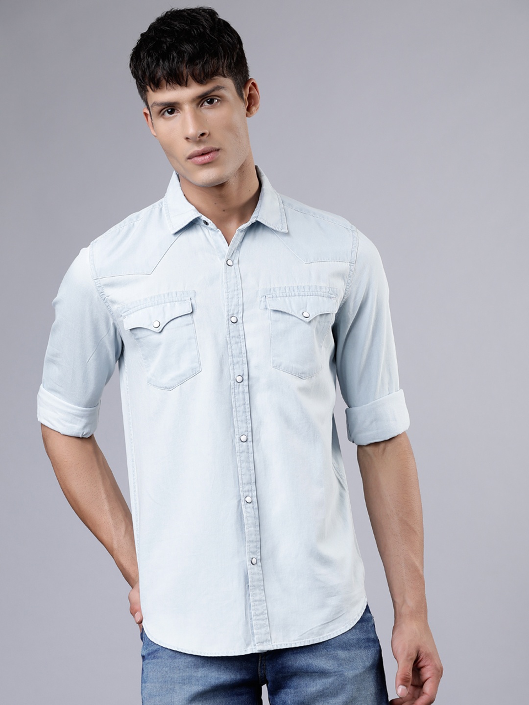 

HIGHLANDER Men Blue Slim Fit Casual Shirt