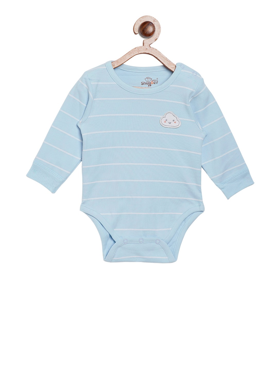 

Camey Kids Blue Striped Rompers With Bib