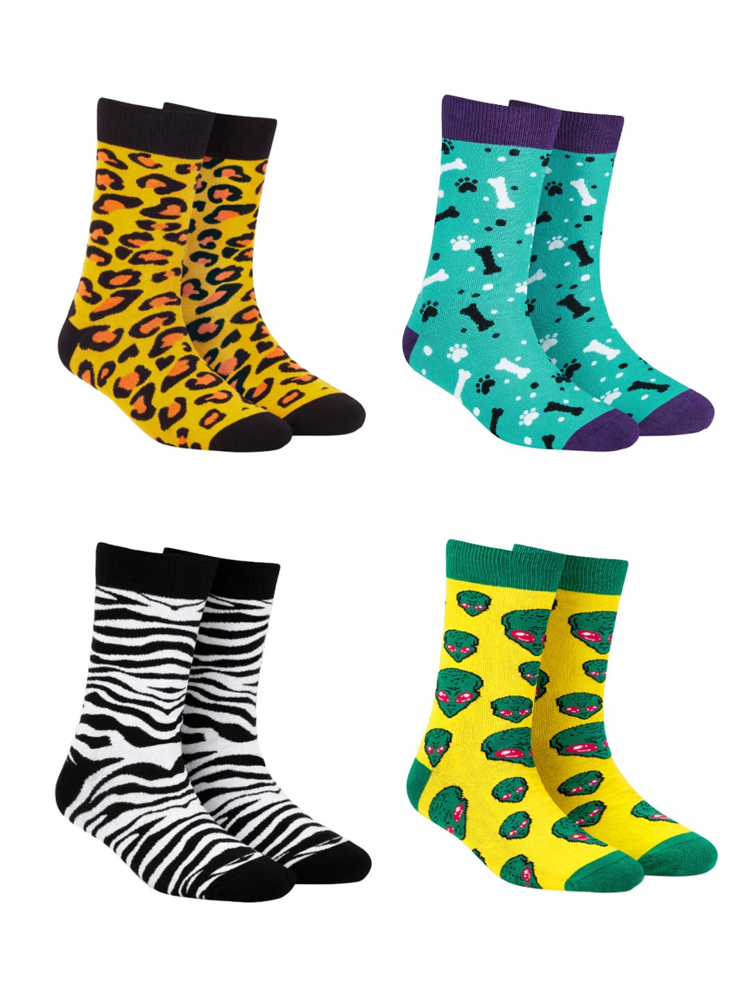 

Dynamocks Men Pack of 4 Assorted Calf-Length Socks