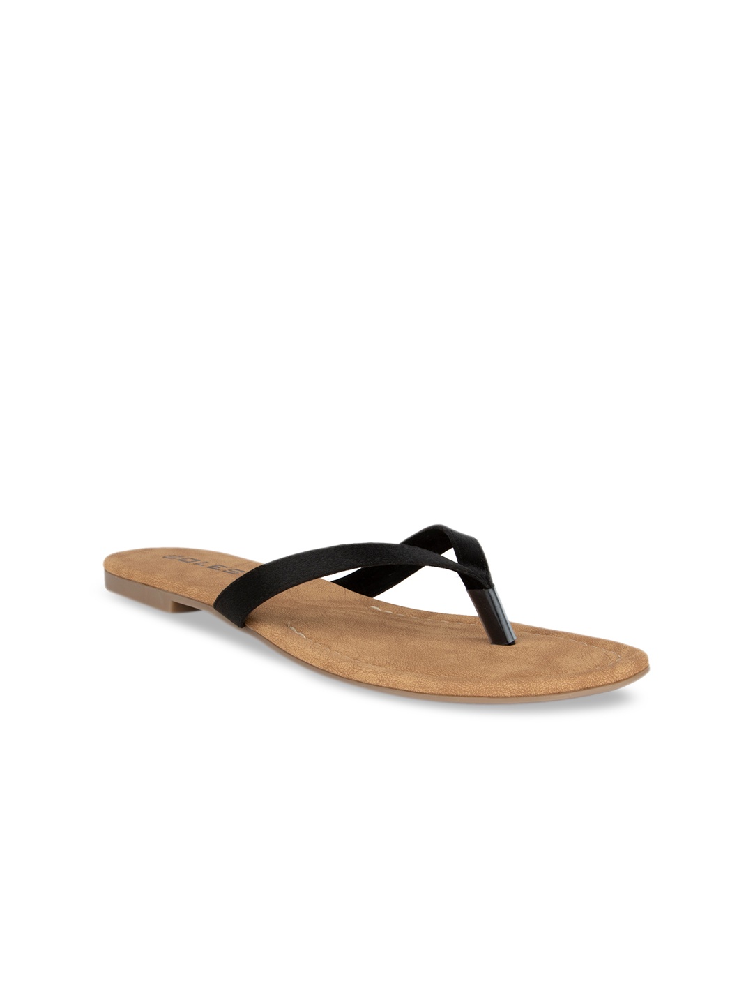 

SOLES Women Black Solid Open Toe Flats