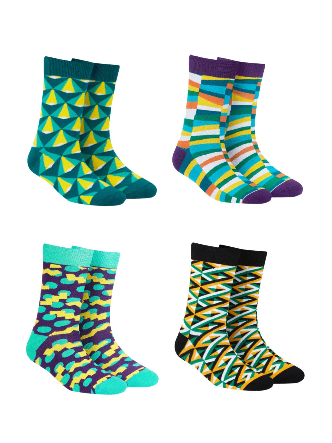 

Dynamocks Men Pack of 4 Multicoloured Calf-Length Socks, Multi