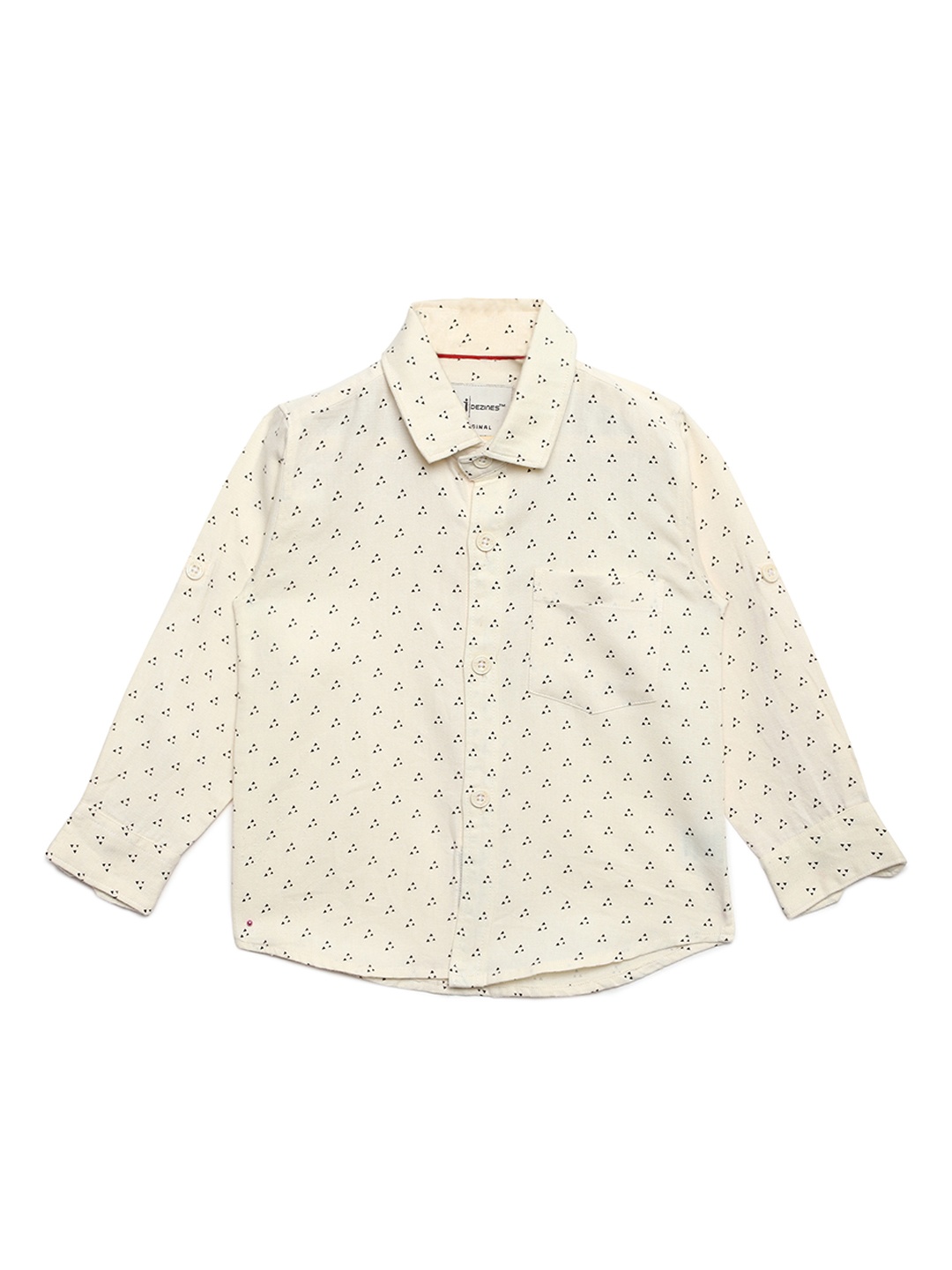 

Aj DEZInES Boys Cream-Coloured & Cream-Coloured Regular Fit Printed Party Shirt