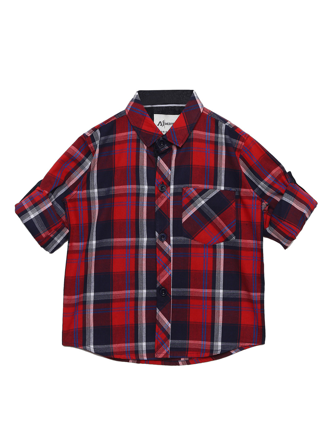 

Aj DEZInES Boys Red & Red Regular Fit Checked Party Shirt