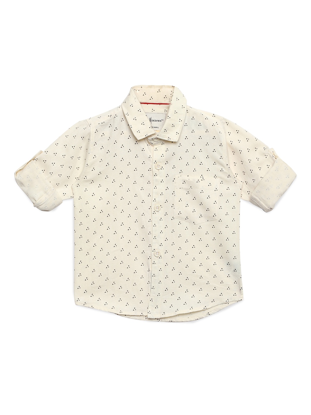 

Aj DEZInES Boys Cream-Coloured & Cream-Coloured Regular Fit Printed Party Shirt
