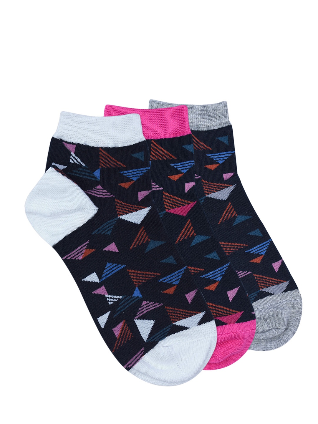 

Balenzia Women Pack of 3 Multicoloured Patterned Ankle-Length Socks, Multi