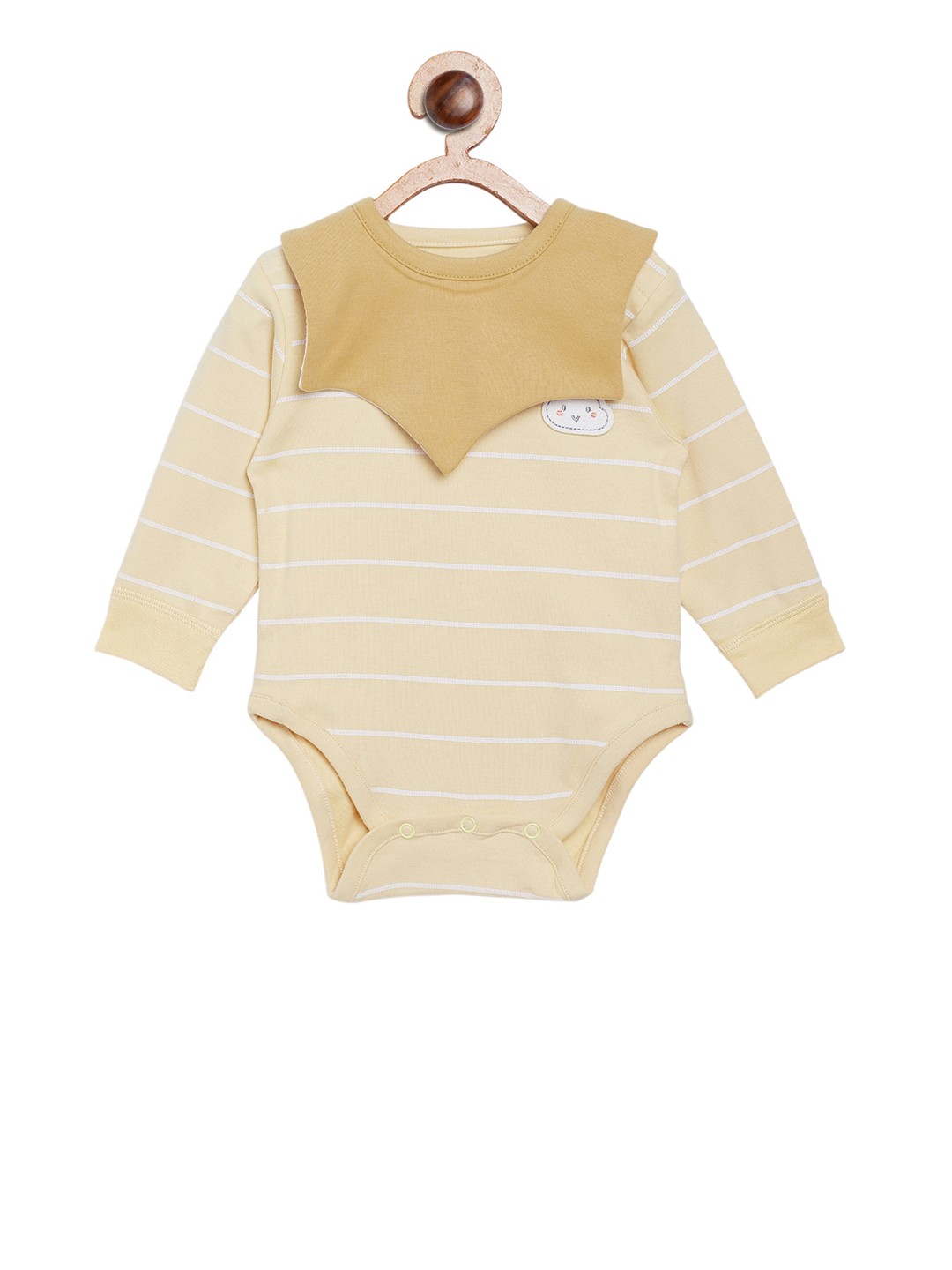 

Camey Kids Yellow Striped Bodysuit With Bib
