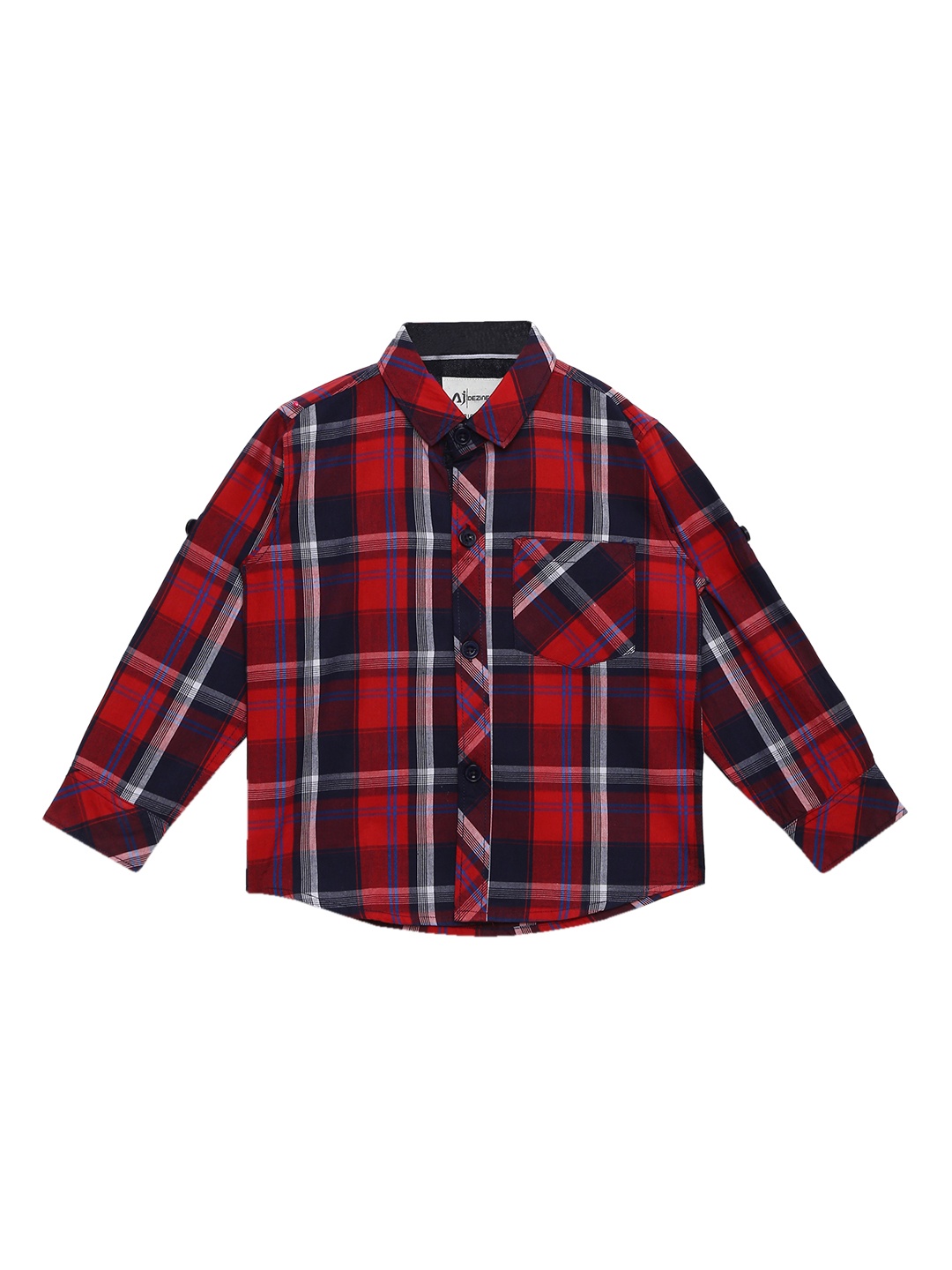 

Aj DEZInES Boys Red & Black Regular Fit Checked Casual Shirt
