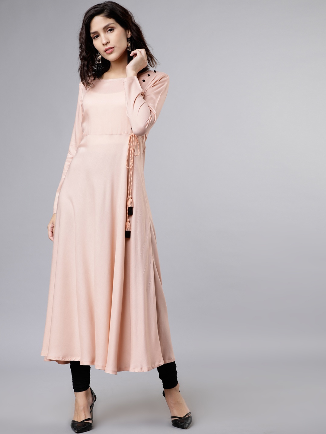 

Vishudh Women Pink Solid A-Line Kurta