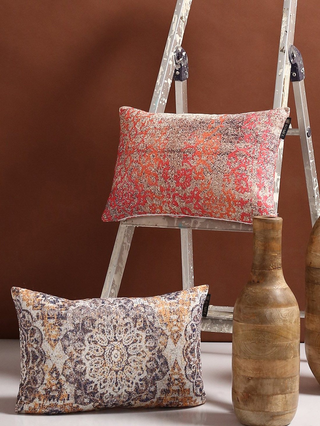 

ROMEE Multicoloured Set of 2 Ethnic Motifs Rectangle Cushion Covers, Multi